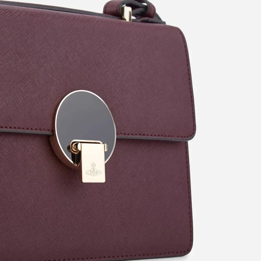 Vivienne Westwood Opio Saffiano Small Shoulder Bag in Bordeaux